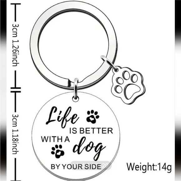Life is Better With A Dog By Your Side Silver Dog Paw Charm Keychain nwt silver - Picture 6 of 6